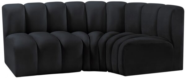 Arc 84" Velvet Upholstered 3pc. Modular Sectional