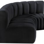 Arc 84" Velvet Upholstered 3pc. Modular Sectional