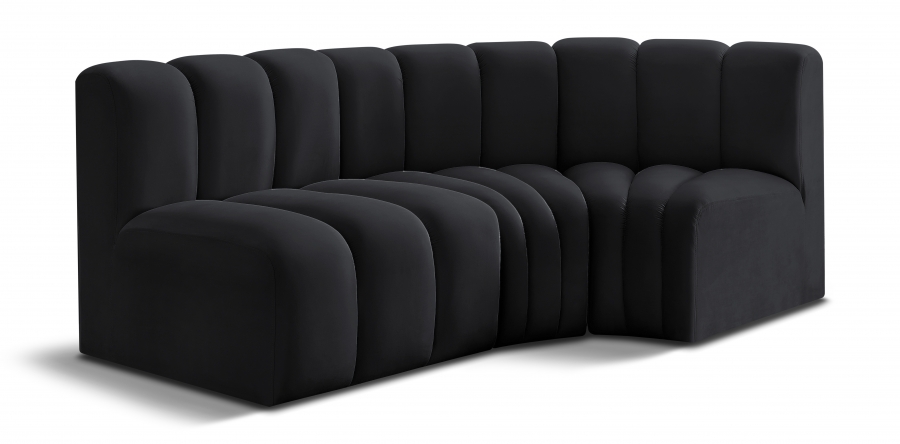 Arc 84" Velvet Upholstered 3pc. Modular Sectional