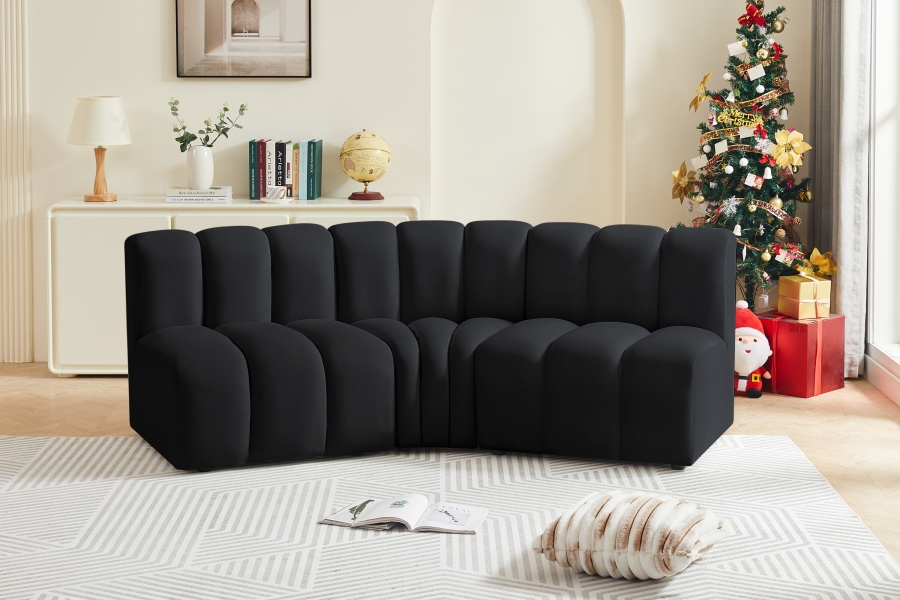 Arc 86" Velvet Upholstered 3pc. Modular Sectional