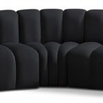 Arc 86" Velvet Upholstered 3pc. Modular Sectional