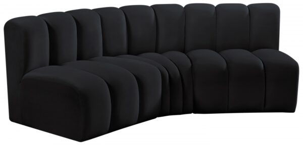 Arc 86" Velvet Upholstered 3pc. Modular Sectional