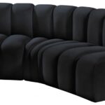 Arc 86" Velvet Upholstered 3pc. Modular Sectional