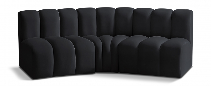 Arc 86" Velvet Upholstered 3pc. Modular Sectional