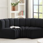 Arc 80" Velvet Upholstered 3pc. Modular Sectional