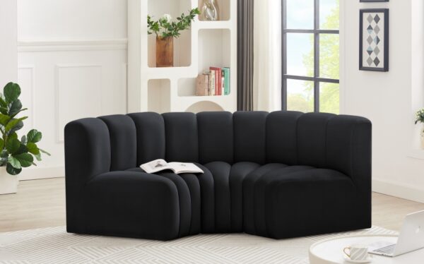 Arc 80" Velvet Upholstered 3pc. Modular Sectional