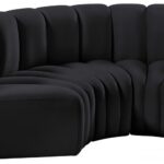 Arc 80" Velvet Upholstered 3pc. Modular Sectional