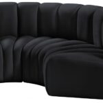 Arc 80" Velvet Upholstered 3pc. Modular Sectional