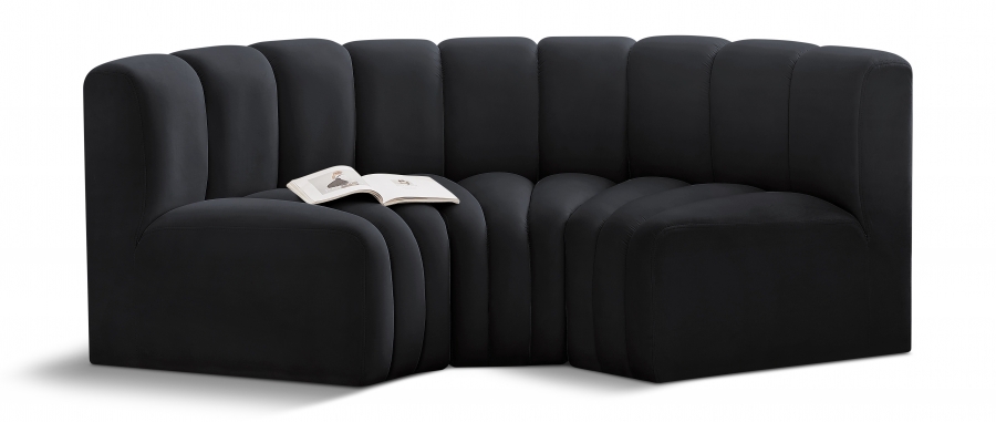 Arc 80" Velvet Upholstered 3pc. Modular Sectional