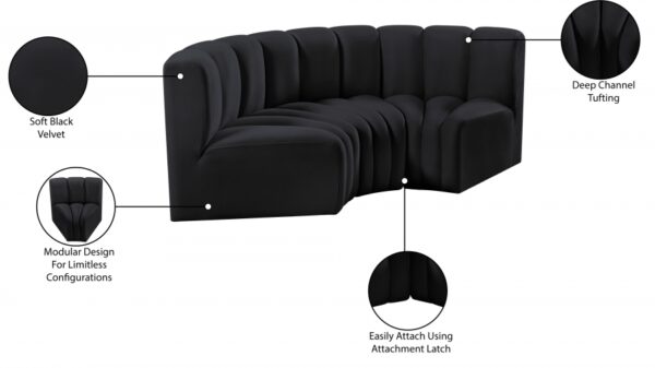 Arc 80" Velvet Upholstered 3pc. Modular Sectional
