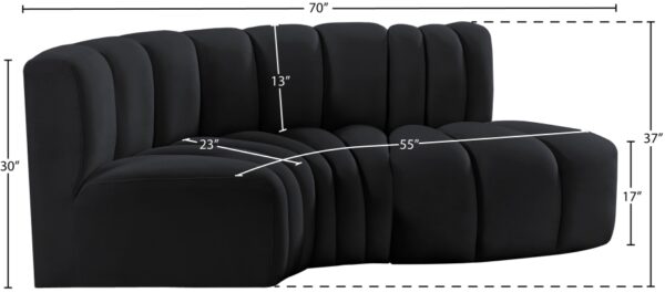 Arc 70" Velvet Upholstered 3pc. Modular Sectional
