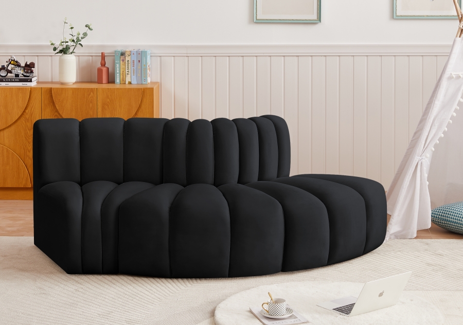 Arc 77" Velvet Upholstered 3pc. Modular Sectional