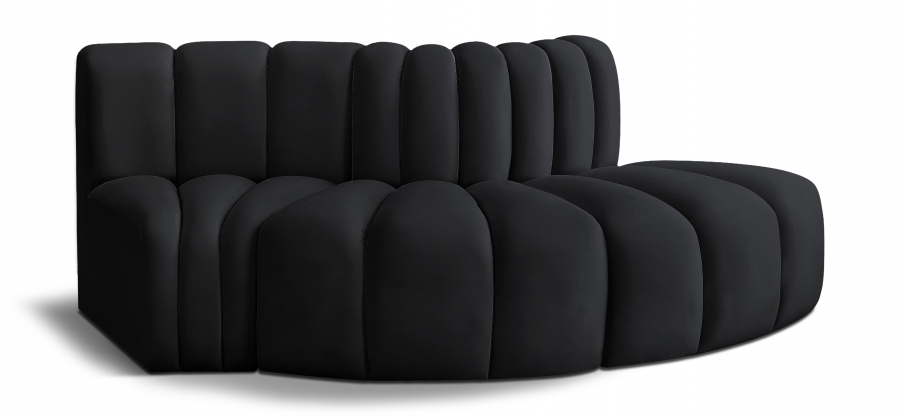 Arc 77" Velvet Upholstered 3pc. Modular Sectional