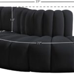 Arc 77" Velvet Upholstered 3pc. Modular Sectional