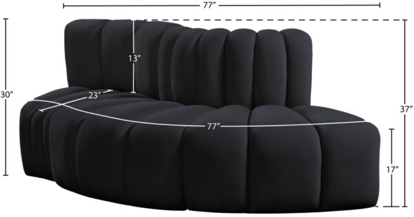 Arc 77" Velvet Upholstered 3pc. Modular Sectional