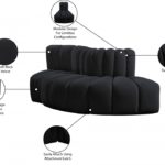 Arc 77" Velvet Upholstered 3pc. Modular Sectional
