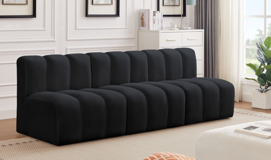 Arc 89.5" Velvet Upholstered 3pc. Modular Sectional