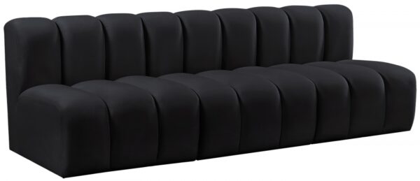 Arc 89.5" Velvet Upholstered 3pc. Modular Sectional