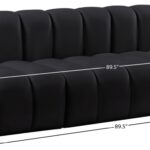 Arc 89.5" Velvet Upholstered 3pc. Modular Sectional