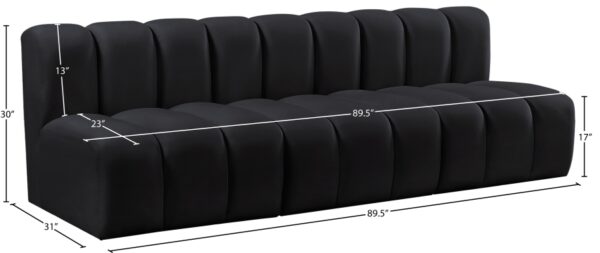 Arc 89.5" Velvet Upholstered 3pc. Modular Sectional