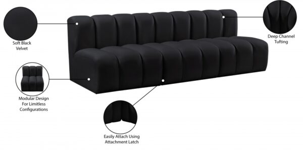 Arc 89.5" Velvet Upholstered 3pc. Modular Sectional