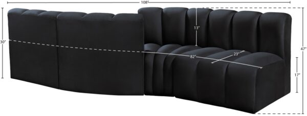 Arc 108" Velvet Upholstered 4pc. Modular Sectional