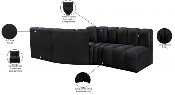 Arc 108" Velvet Upholstered 4pc. Modular Sectional