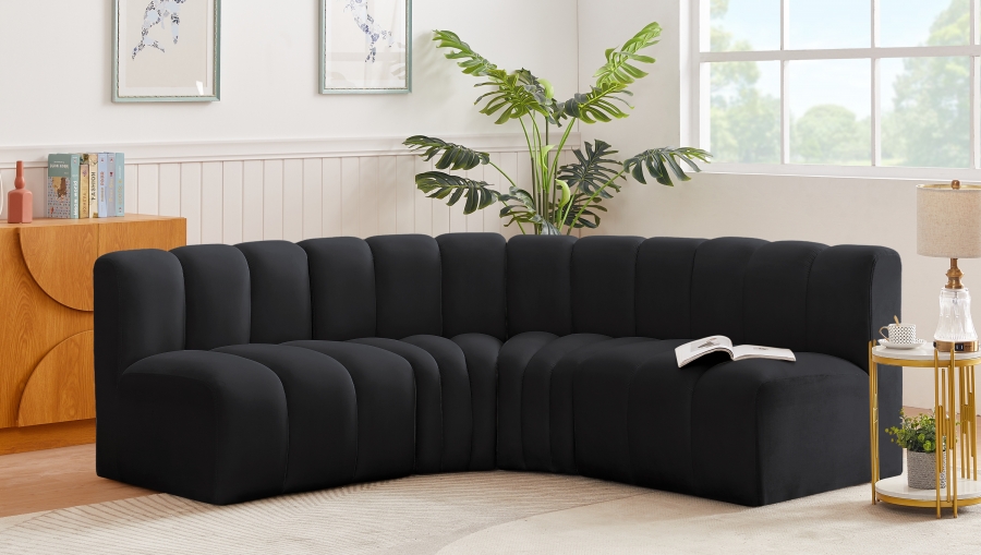 Arc 103" Velvet Upholstered 4pc. Modular Sectional