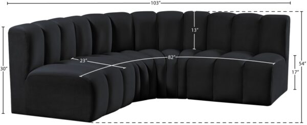 Arc 103" Velvet Upholstered 4pc. Modular Sectional