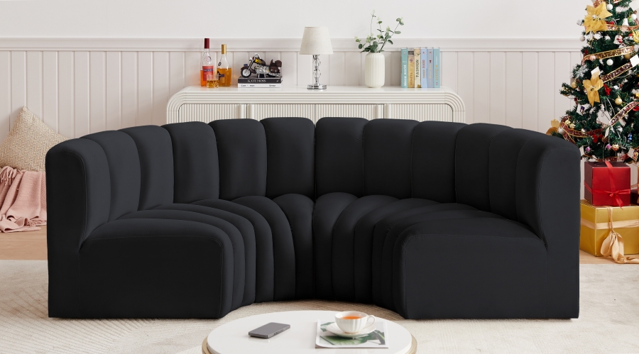 Arc 88" Velvet Upholstered 4pc. Modular Sectional