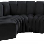Arc 88" Velvet Upholstered 4pc. Modular Sectional