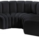 Arc 88" Velvet Upholstered 4pc. Modular Sectional