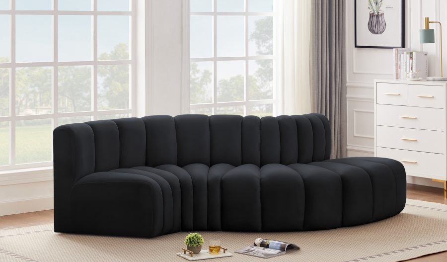 Arc 104" Velvet Upholstered 4pc. Modular Sectional