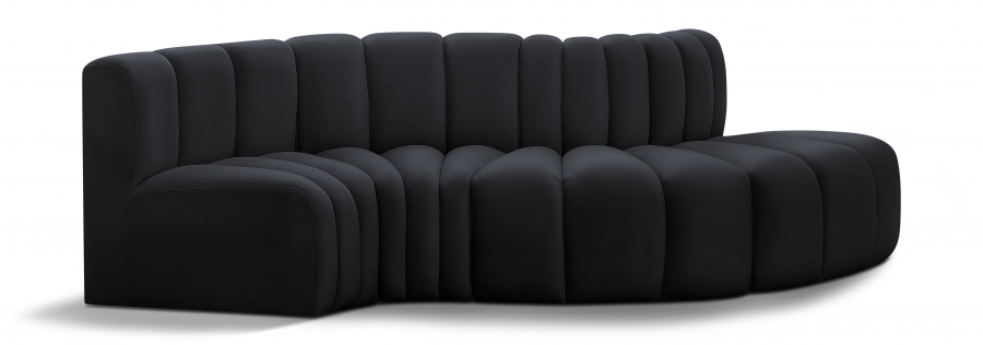 Arc 104" Velvet Upholstered 4pc. Modular Sectional