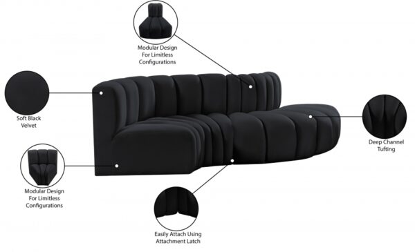 Arc 104" Velvet Upholstered 4pc. Modular Sectional