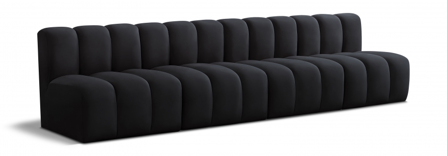 Arc 119" Velvet Upholstered 4pc. Modular Sectional