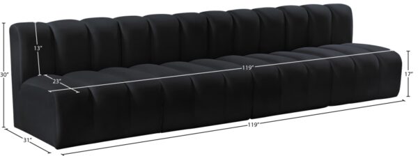 Arc 119" Velvet Upholstered 4pc. Modular Sectional