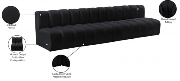 Arc 119" Velvet Upholstered 4pc. Modular Sectional