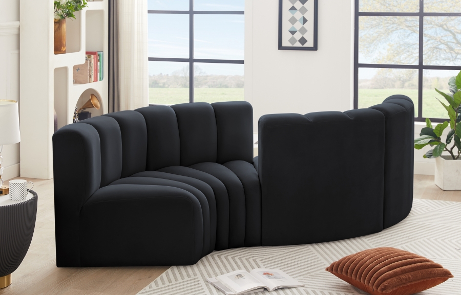 Arc 102" Velvet Upholstered 4pc. Modular Sectional