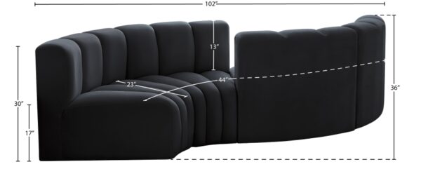 Arc 102" Velvet Upholstered 4pc. Modular Sectional