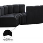Arc 102" Velvet Upholstered 4pc. Modular Sectional