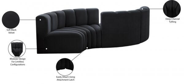 Arc 102" Velvet Upholstered 4pc. Modular Sectional