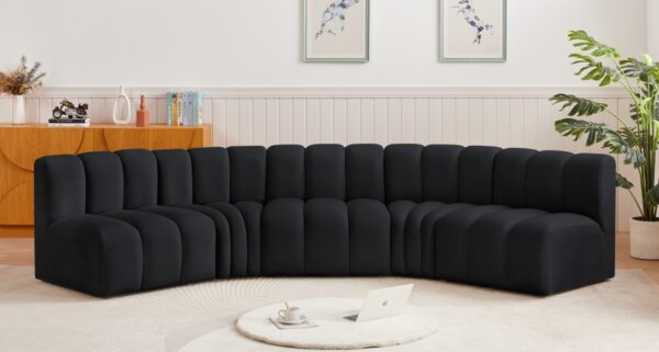Arc 133" Velvet Upholstered 5pc. Modular Sectional