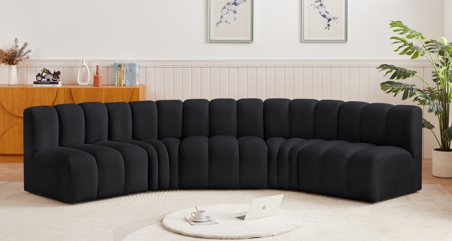 Arc 133" Velvet Upholstered 5pc. Modular Sectional