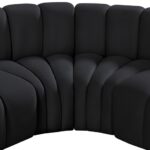Arc 133" Velvet Upholstered 5pc. Modular Sectional