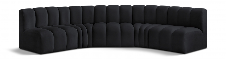 Arc 133" Velvet Upholstered 5pc. Modular Sectional