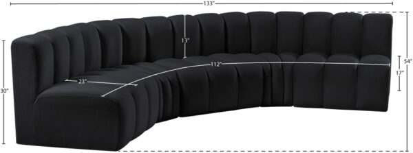 Arc 133" Velvet Upholstered 5pc. Modular Sectional