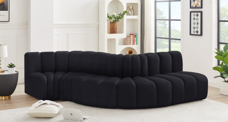 Arc 122" Velvet Upholstered 5pc. Modular Sectional