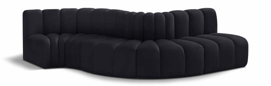 Arc 122" Velvet Upholstered 5pc. Modular Sectional