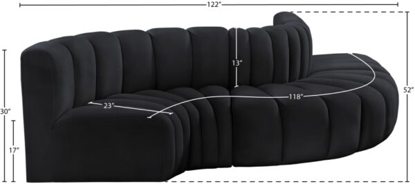 Arc 122" Velvet Upholstered 5pc. Modular Sectional